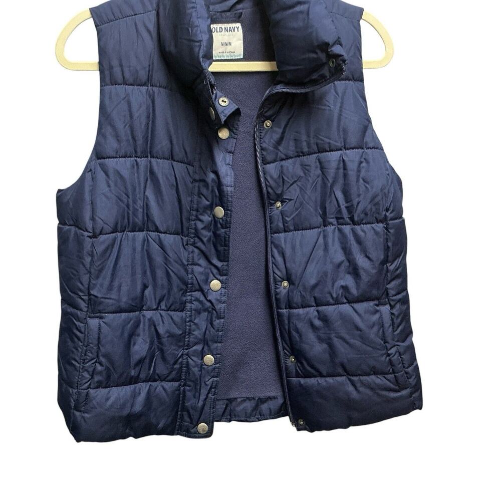 Old Navy Women's Navy Fleece Lined Full Zip Collared Puffer Vest Size Medium - Picture 3 of 13